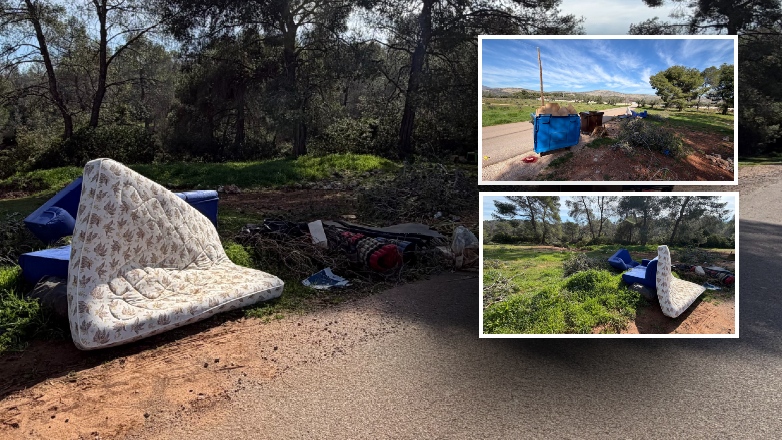 ΚΙΑΦΑ ΜΑΝΔΡΑΣ: Ασυνείδητοι πετούν ό,τι να ’ναι στους κάδους -Έπιπλα, στρώματα, μπάζα